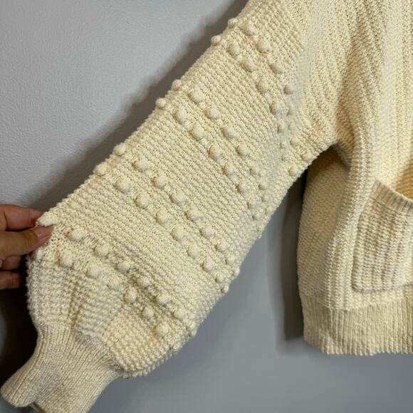 MADEWELL Bobble Cardigan Sweater Open Front Oversized Lighthouse Bright Ivory 2X - Picture 6 of 13